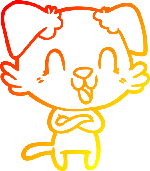 Bir insan tarafından çizilmiş gülen çizgi film köpeğinin sıcak çizgi çizgisi.