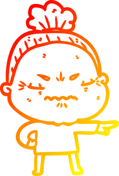 Bir insan tarafından çizilmiş, karikatür çizen yaşlı bir kadın.