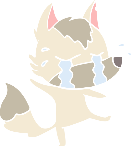 Bir insan tarafından çizilmiş düz renkli ağlayan kurt resmi.