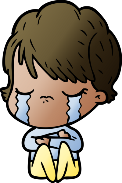 Bir insan tarafından çizilmiş ağlayan çizgi film kadını.