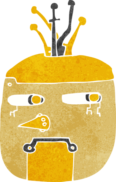 Bir insan tarafından çizilmiş robot kafası.