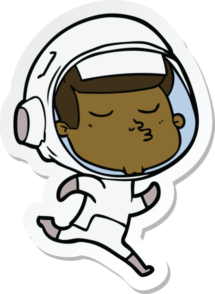 Bir insan tarafından çizilmiş kendine güvenen bir astronotun çıkartması.