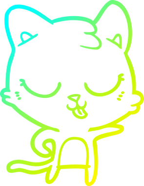 Bir insan tarafından çizilen çizgi film kedisinin soğuk gradyan çizgisi.