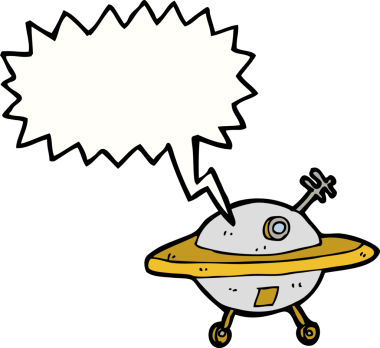 bir insan tarafından çizilmiş konuşma baloncuklu uçan daire.