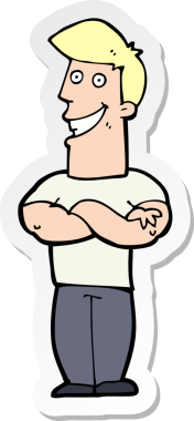 Bir insan tarafından çizilmiş sırıtan bir karikatür çıkartması.