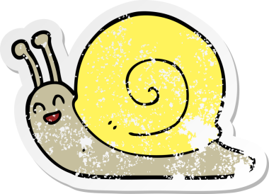 Bir insan tarafından çizilmiş karikatür salyangozunun sıkıntılı çıkartması.