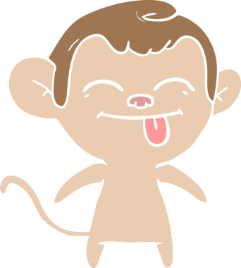 Bir insan tarafından çizilmiş komik düz renkli çizgi film maymunu