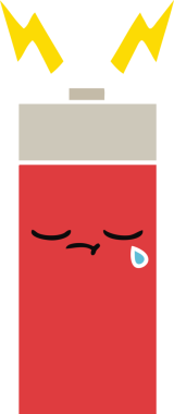 Bir insan tarafından çizilmiş düz renk retro pili.