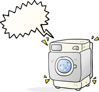 Bir insan tarafından çizilmiş serbest konuşma balonu çizgi film gürültülü çamaşır makinesi.