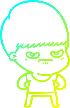 Bir insan tarafından çizilmiş soğuk gradyan çizgi film karakteri.