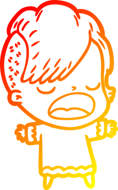 Bir insan tarafından çizilmiş havalı bir hippi kızın sıcak çizgi çizimi.