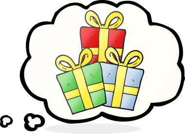 Bir insan tarafından çizilmiş serbest çizim balon karikatür noel hediyeleri