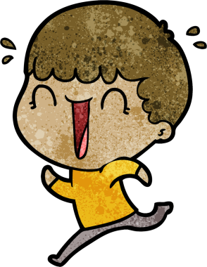 Bir insan tarafından çizilmiş gülen çizgi film adamı.