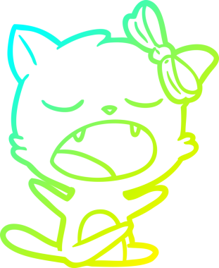 Bir insan tarafından çizilen esneyen bir çizgi filmin soğuk gradyan çizimi