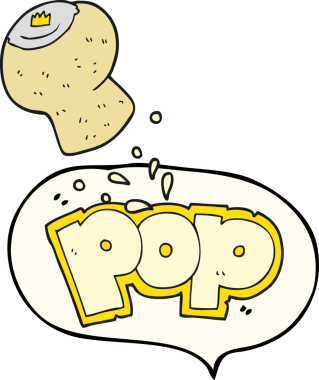 Bir insan tarafından çizilmiş serbest konuşma balonu karikatürü şampanya tıpası.