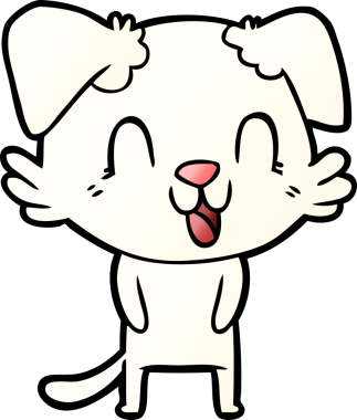 Bir insan tarafından çizilmiş gülen çizgi film köpeği.