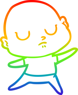 Gökkuşağı gradyan çizgisi bir insan tarafından çizilmiş kel bir adamın çizimi