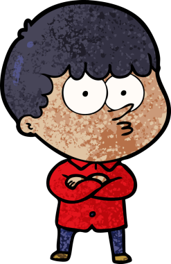 Bir insan tarafından çizilmiş meraklı bir çocuk.