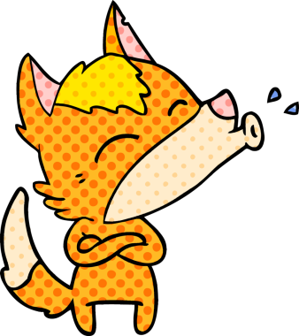 Bir insan tarafından çizilmiş tilki çizgi film karakteri