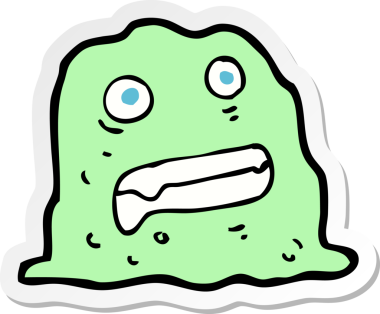 Bir insan tarafından çizilmiş sümüksü bir yaratığın çıkartması.