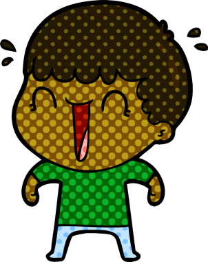 Bir insan tarafından çizilmiş gülen karikatür adam.