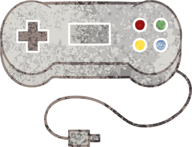 Bir insan tarafından çizilmiş bir oyun denetleyicisinin retro illüstrasyon tarzı karikatürü