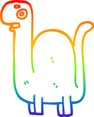 Bir insan tarafından çizilmiş tarih öncesi bir dinozorun gökkuşağı gradyan çizimi