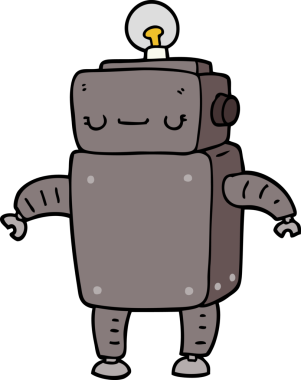 Bir insan tarafından çizilmiş çizgi film robotu