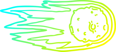 Bir insan tarafından çizilmiş bir çizgi film kuyruklu yıldızının soğuk gradyan çizimi