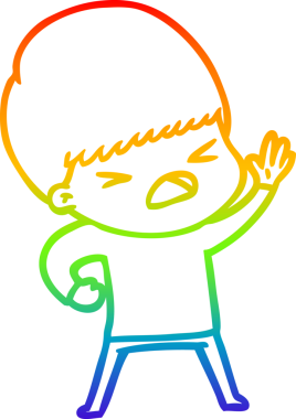 gökkuşağı gradyan çizgi çizimi bir insan tarafından çizilmiş stresli bir adam