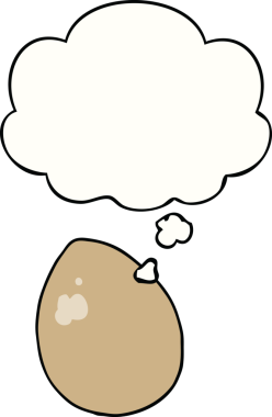 Bir insan tarafından çizilmiş düşünce baloncuklu çizgi film yumurtası.