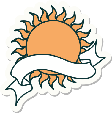 Bir insan tarafından çizilmiş güneş pankartıyla dövme stili.