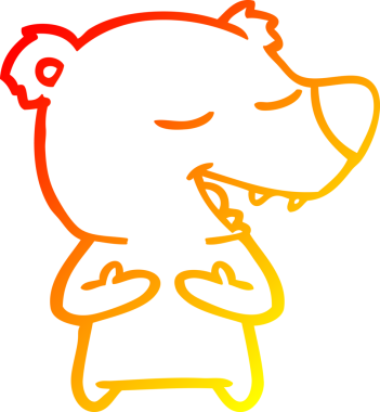 Bir insan tarafından çizilen çizgi film ayısının sıcak çizgi çizimi