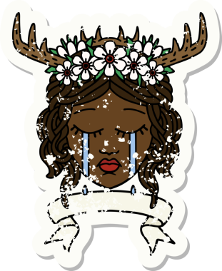 Retro Dövme Tarzı Ağlayan İnsan Druid Bir insan tarafından çizilmiş pankartıyla