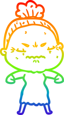 Gökkuşağı gradyan çizgi çizimi bir insan tarafından çizilmiş yaşlı bir kadın tarafından rahatsız edildi