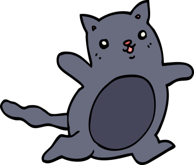 Bir insan tarafından çizilmiş çizgi film kedisi.