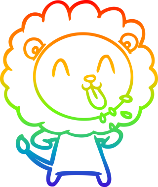 gökkuşağı gradyanı çizimi bir insan tarafından çizilmiş mutlu bir karikatür aslanı