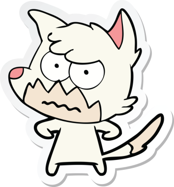 Bir insan tarafından çizilmiş, kızgın tilki çıkartması.