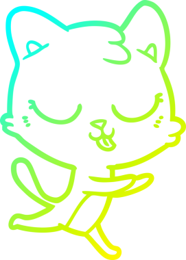 Bir insan tarafından çizilen çizgi film kedisinin soğuk gradyan çizimi