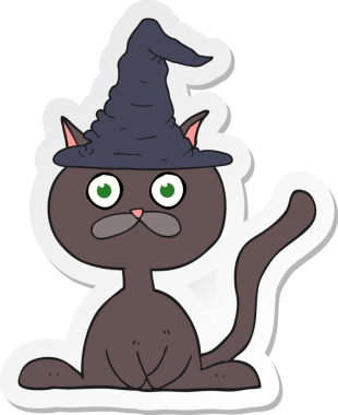 Bir insan tarafından çizilmiş cadılar bayramı kedisinin çıkartması.