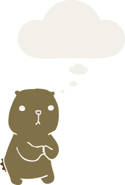 Düşünce baloncuğu olan endişeli çizgi film bir insan tarafından çizilmiş.