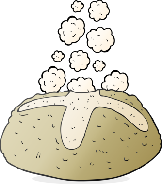 Bir insan tarafından çizilmiş bir somun ekmek.