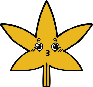 Bir insan tarafından çizilmiş bir sonbahar yaprağının sevimli karikatürü.