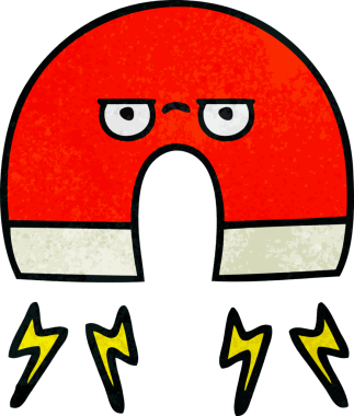 Bir insan tarafından çizilmiş mıknatısın grunge desen karikatürü