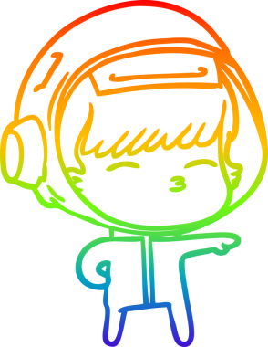 gökkuşağı gradyan çizimi bir insan tarafından çizilmiş meraklı astronot çizgi