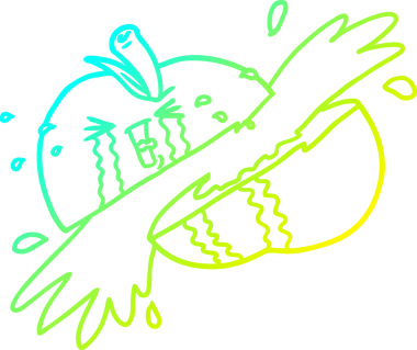 Bir insan tarafından çizilmiş elma karikatürünün soğuk gradyan çizimi