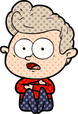 Bir insan tarafından çizilmiş çizgi film bakışlı adam.