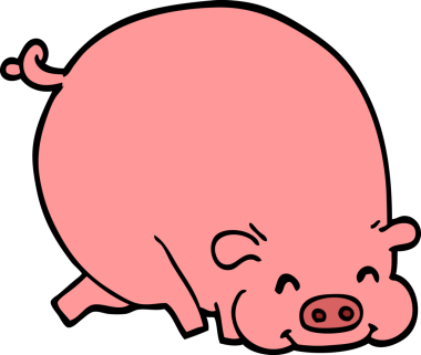 Bir insan tarafından çizilmiş şişko domuz.