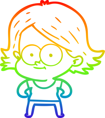 gökkuşağı gradyan çizimi mutlu bir çizgi film kızı bir insan tarafından çizildi