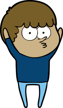 Bir insan tarafından çizilmiş meraklı bir çocuk.